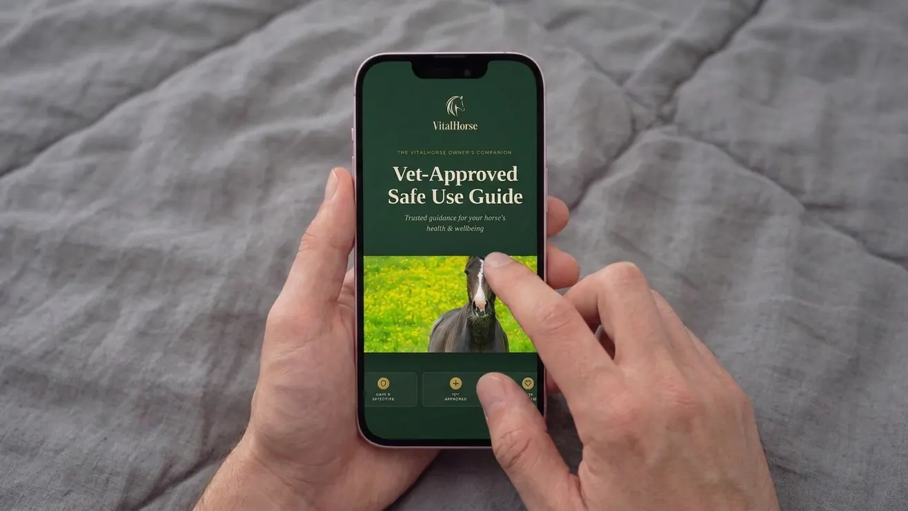 Vet-Approved Safe Use Guide shown on a phone
